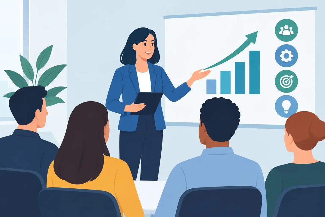 manager leading a training session