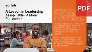 A Lesson in Leadership - Aesop Fable: A Moral  for Leaders