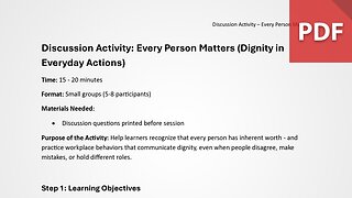Discussion Activity: Every Person Matters (Dignity in Everyday Actions)