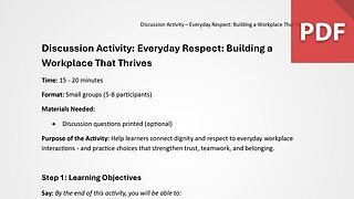 Discussion Activity: Everyday Respect: Building a Workplace That Thrives