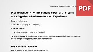 Discussion Activity: The Patient Is Part of the Team