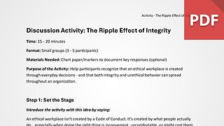 Discussion Activity: The Ripple Effect of Integrity